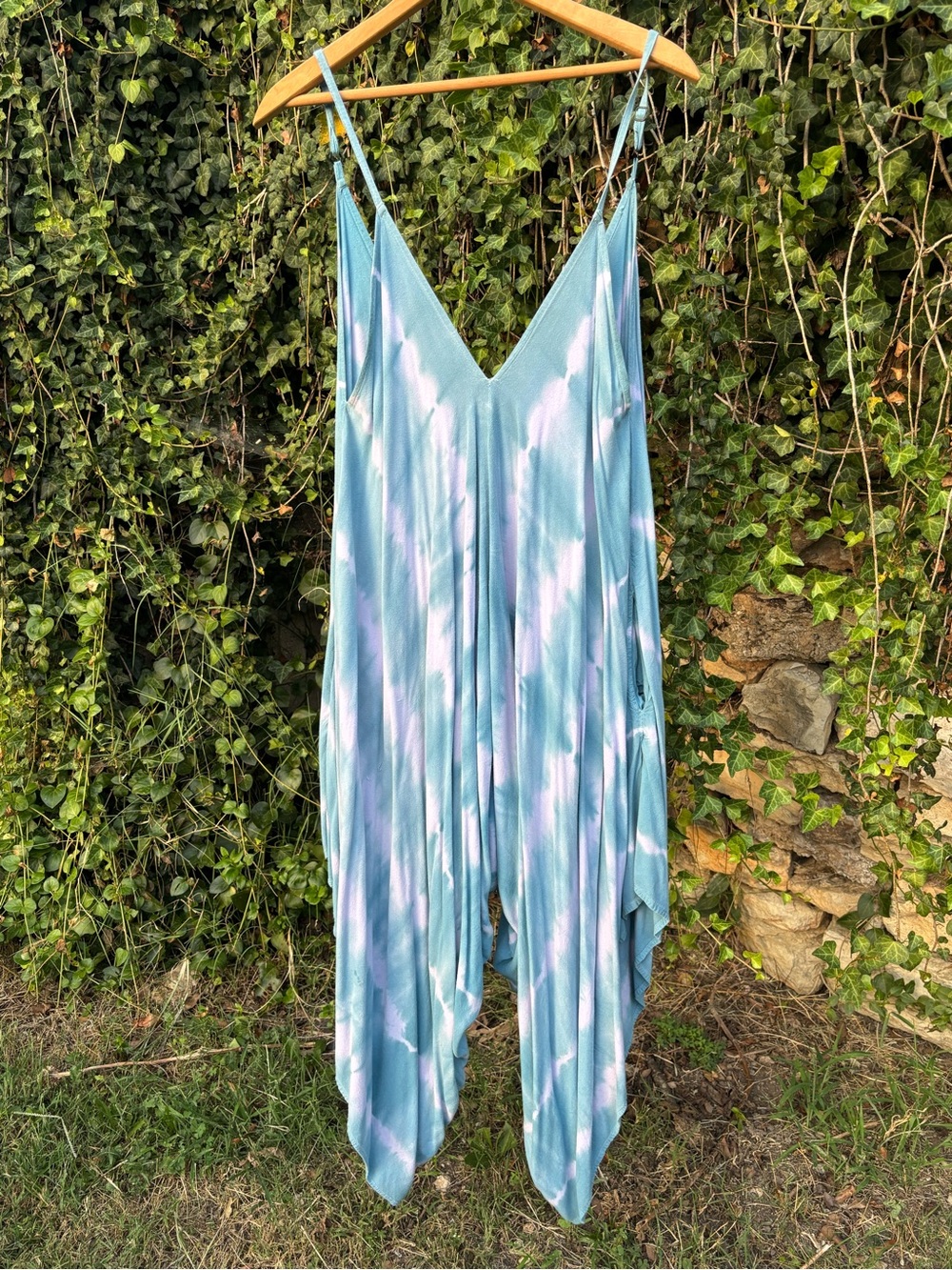 Angie Light Blue Tie-Dye Harlem Jumpsuit